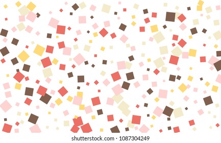 Many Stylish, Modern and Nice Looking Brown, Pink, Red and Yellow Confetti of Different Size on White Background