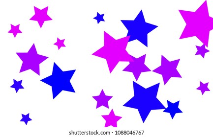 Many Stylish, Modern and Nice Looking Blue and Violet Stars of Different size on White Background