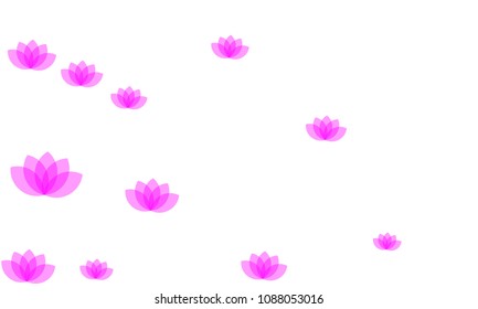 Many Stylish, Modern and Nice Looking Pink Lotuses on White Background