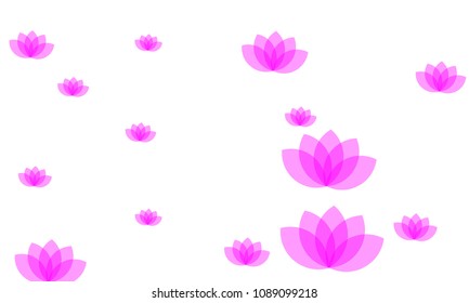 Many Stylish, Modern and Nice Looking Pink Lotuses on White Background