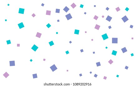 Many Stylish, Modern and Nice Looking Blue and Violet Confetti of Different Size on White Background