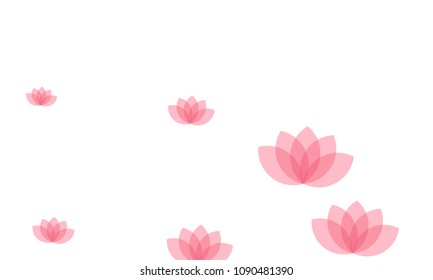 Many Stylish, Modern and Nice Looking Pink Lotuses on White Background