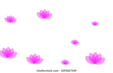 Many Stylish, Modern and Nice Looking Pink Lotuses on White Background