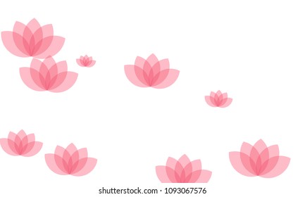 Many Stylish, Modern and Nice Looking Pink Lotuses on White Background