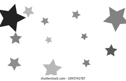 Many Stylish, Modern and Nice Looking Grey Stars of Different Size and Opacity on White Background