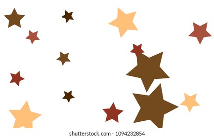 Many Stylish, Modern and Nice Looking Orange, Green and Dark Red Stars of Different size on White Background