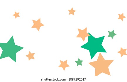 Many Stylish, Modern and Nice Looking Light Red and Green Stars of Different size on White Background