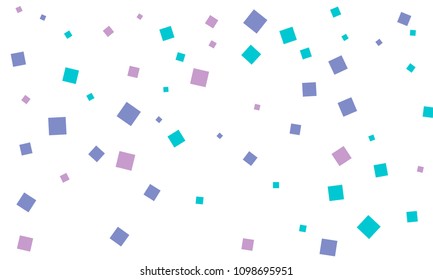 Many Stylish, Modern and Nice Looking Blue and Violet Confetti of Different Size on White Background