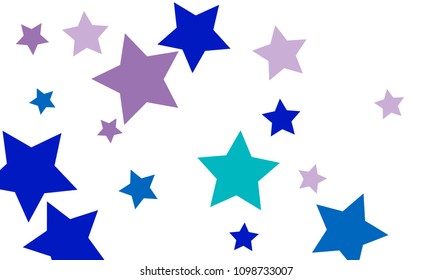 Many Stylish, Modern and Nice Looking Violet and Blue Stars of Different size on White Background