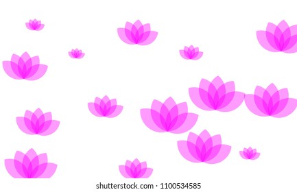 Many Stylish, Modern and Nice Looking Pink Lotuses on White Background
