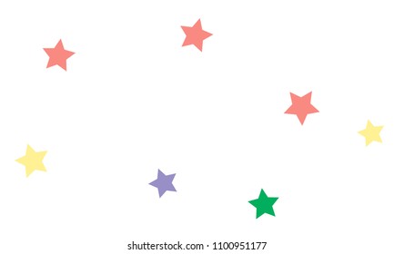 Many Stylish, Modern and Nice Looking Green, Violet, Pink and Orang Stars of Different size on White Background