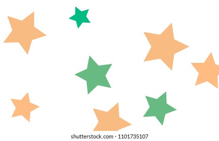 Many Stylish, Modern and Nice Looking Light Red and Green Stars of Different size on White Background