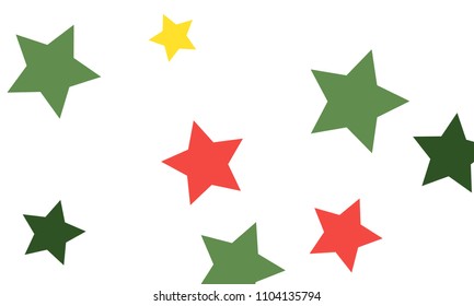 Many Stylish, Modern and Nice Looking Yellow and Green, Pink, Orange and Yellow Stars of Different size on White Background