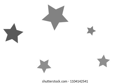 Many Stylish, Modern and Nice Looking Grey Stars of Different Size and Opacity on White Background