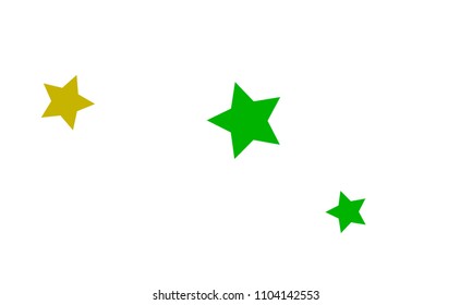 Many Stylish, Modern and Nice Looking Yellow and Green Stars of Different size on White Background