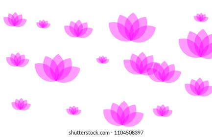 Many Stylish, Modern and Nice Looking Pink Lotuses on White Background