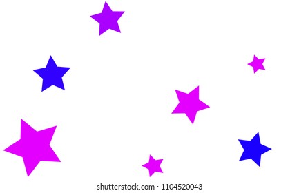 Many Stylish, Modern and Nice Looking Blue and Violet Stars of Different size on White Background