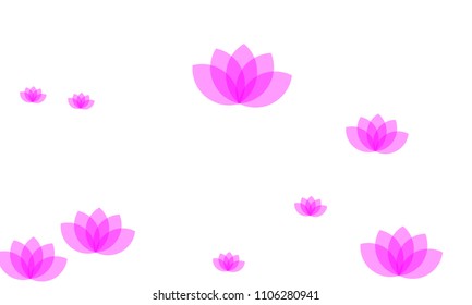 Many Stylish, Modern and Nice Looking Pink Lotuses on White Background