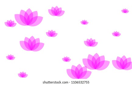 Many Stylish, Modern and Nice Looking Pink Lotuses on White Background