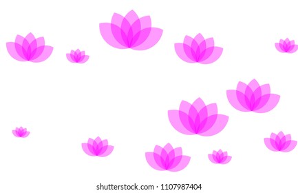 Many Stylish, Modern and Nice Looking Pink Lotuses on White Background