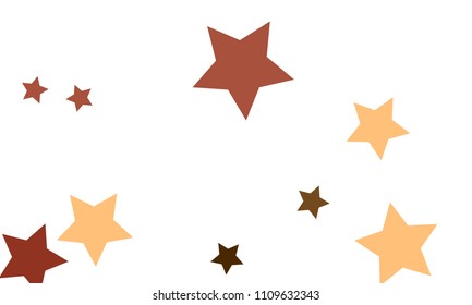 Many Stylish, Modern and Nice Looking Orange, Green and Dark Red Stars of Different size on White Background