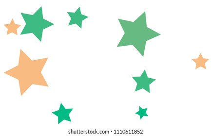 Many Stylish, Modern and Nice Looking Light Red and Green Stars of Different size on White Background