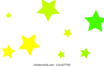 Many Stylish, Modern and Nice Looking Yellow and Green Stars of Different size on White Background