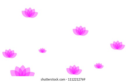 Many Stylish, Modern and Nice Looking Pink Lotuses on White Background