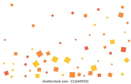 Many Stylish, Modern and Nice Looking Red, Orange and Yellow Confetti of Different Size on White Background