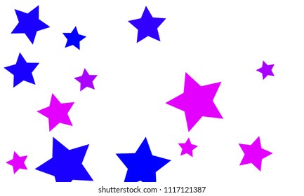 Many Stylish, Modern and Nice Looking Blue and Violet Stars of Different size on White Background