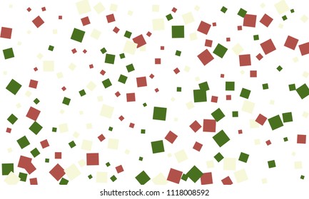 Many Stylish, Modern and Nice Looking Green and Red Confetti of Different Size on White Background
