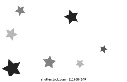 Many Stylish, Modern and Nice Looking Grey Stars of Different Size and Opacity on White Background