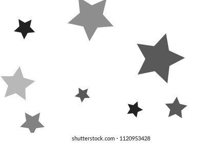 Many Stylish, Modern and Nice Looking Grey Stars of Different Size and Opacity on White Background
