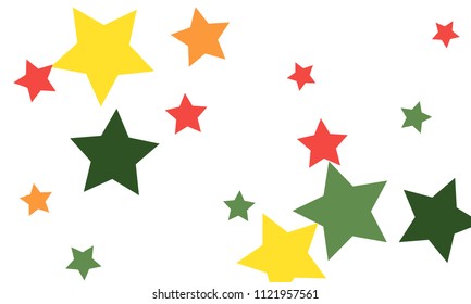 Many Stylish, Modern and Nice Looking Yellow and Green, Pink, Orange and Yellow Stars of Different size on White Background