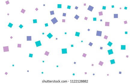 Many Stylish, Modern and Nice Looking Blue and Violet Confetti of Different Size on White Background