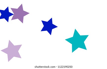 Many Stylish, Modern and Nice Looking Violet and Blue Stars of Different size on White Background