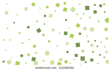 Many Stylish, Modern and Nice Looking Green Confetti of Different Size on White Background