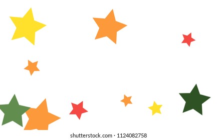 Many Stylish, Modern and Nice Looking Yellow and Green, Pink, Orange and Yellow Stars of Different size on White Background
