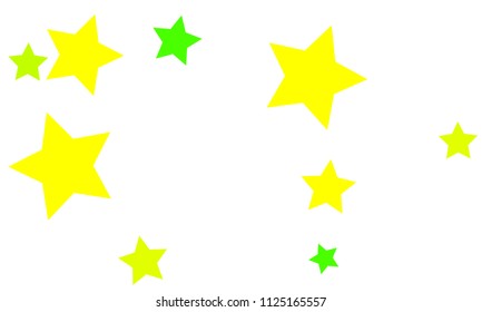 Many Stylish, Modern and Nice Looking Yellow and Green Stars of Different size on White Background