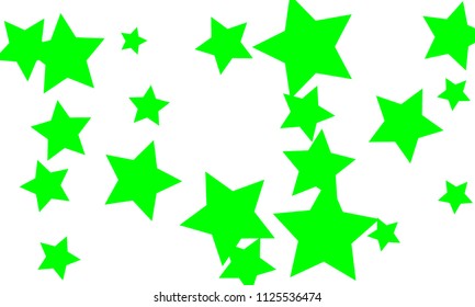 Many Stylish, Modern and Nice Looking Green Stars of Different size on White Background