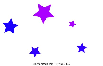 Many Stylish, Modern and Nice Looking Blue and Violet Stars of Different size on White Background