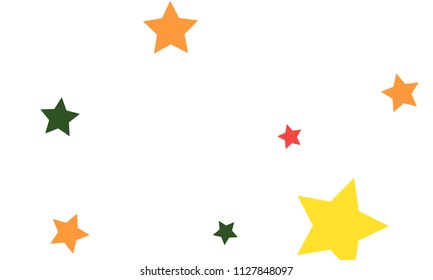 Many Stylish, Modern and Nice Looking Yellow and Green, Pink, Orange and Yellow Stars of Different size on White Background