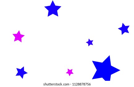 Many Stylish, Modern and Nice Looking Blue and Violet Stars of Different size on White Background