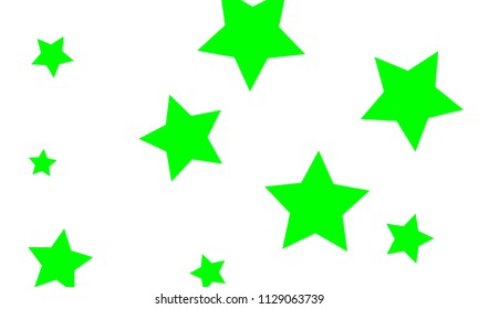 Many Stylish, Modern and Nice Looking Green Stars of Different size on White Background