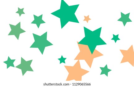 Many Stylish, Modern and Nice Looking Light Red and Green Stars of Different size on White Background