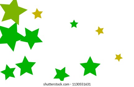 Many Stylish, Modern and Nice Looking Yellow and Green Stars of Different size on White Background