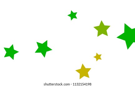 Many Stylish, Modern and Nice Looking Yellow and Green Stars of Different size on White Background