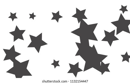 Many Stylish, Modern and Nice Looking Grey Stars of Different size on White Background
