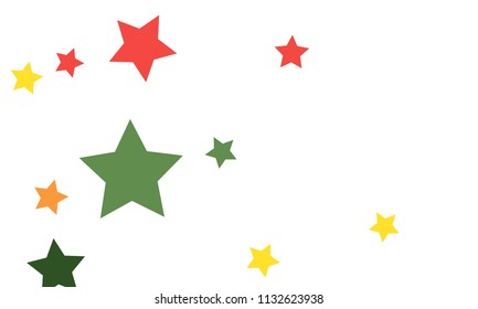 Many Stylish, Modern and Nice Looking Yellow and Green, Pink, Orange and Yellow Stars of Different size on White Background
