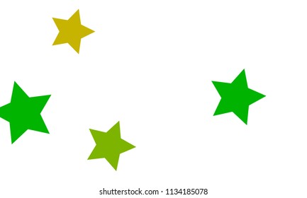 Many Stylish, Modern and Nice Looking Yellow and Green Stars of Different size on White Background